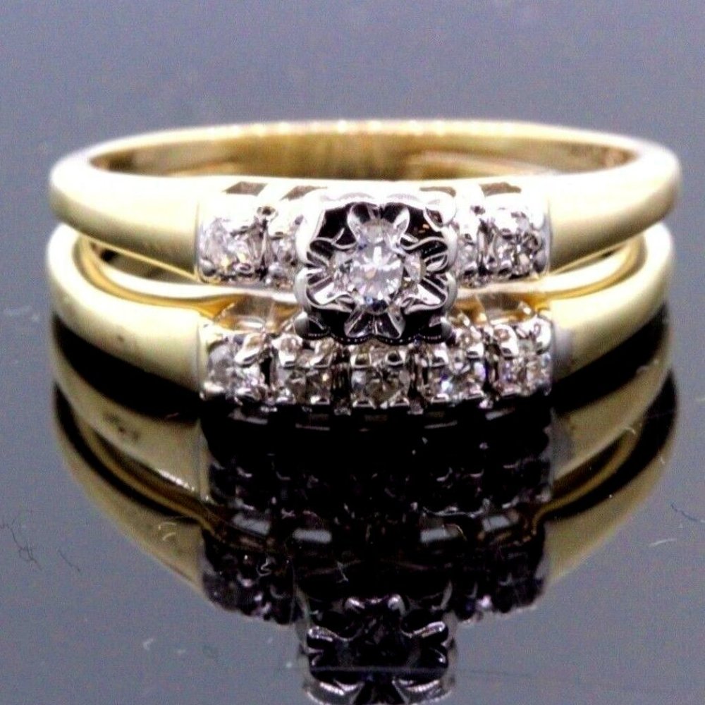 Womens 14k Yellow Gold & Diamond Engagement Ring